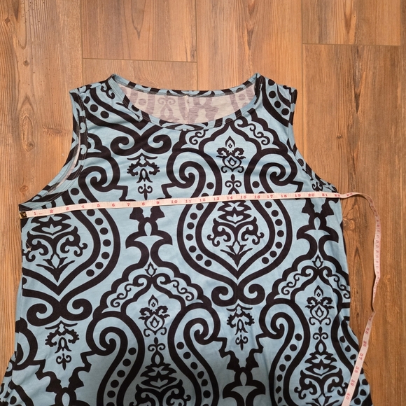 Elegant Blue Patterned Midi Dress - Picture 4 of 4